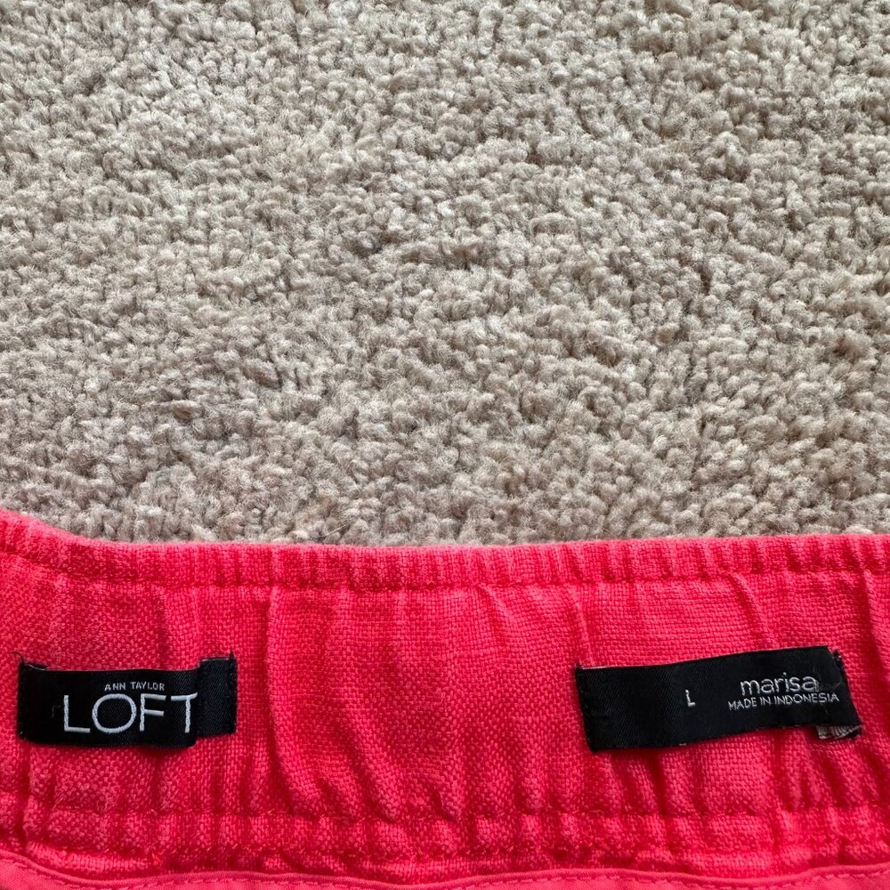 Loft Pants Womens Large 38x29 Marisa 100% Linen Pink Wide Leg Ann Taylor - Picture 5 of 13